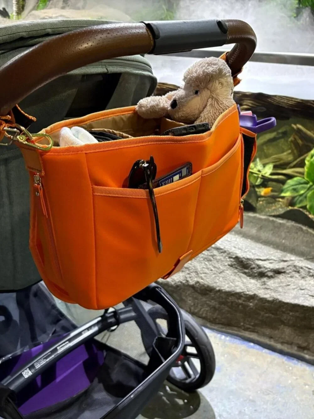Insulated Neoprene Stroller Caddy & Pump Bag - Diaper Organizer with Crossbody